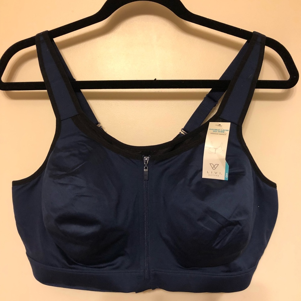 Lane Bryant LIVI Navy & Mesh Sports Bra 44D